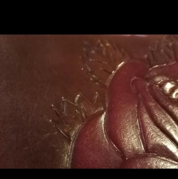 Vintage hand tooled leather clutch 1960s Hand Crafted High Quality Rare Durable - Picture 5 of 10